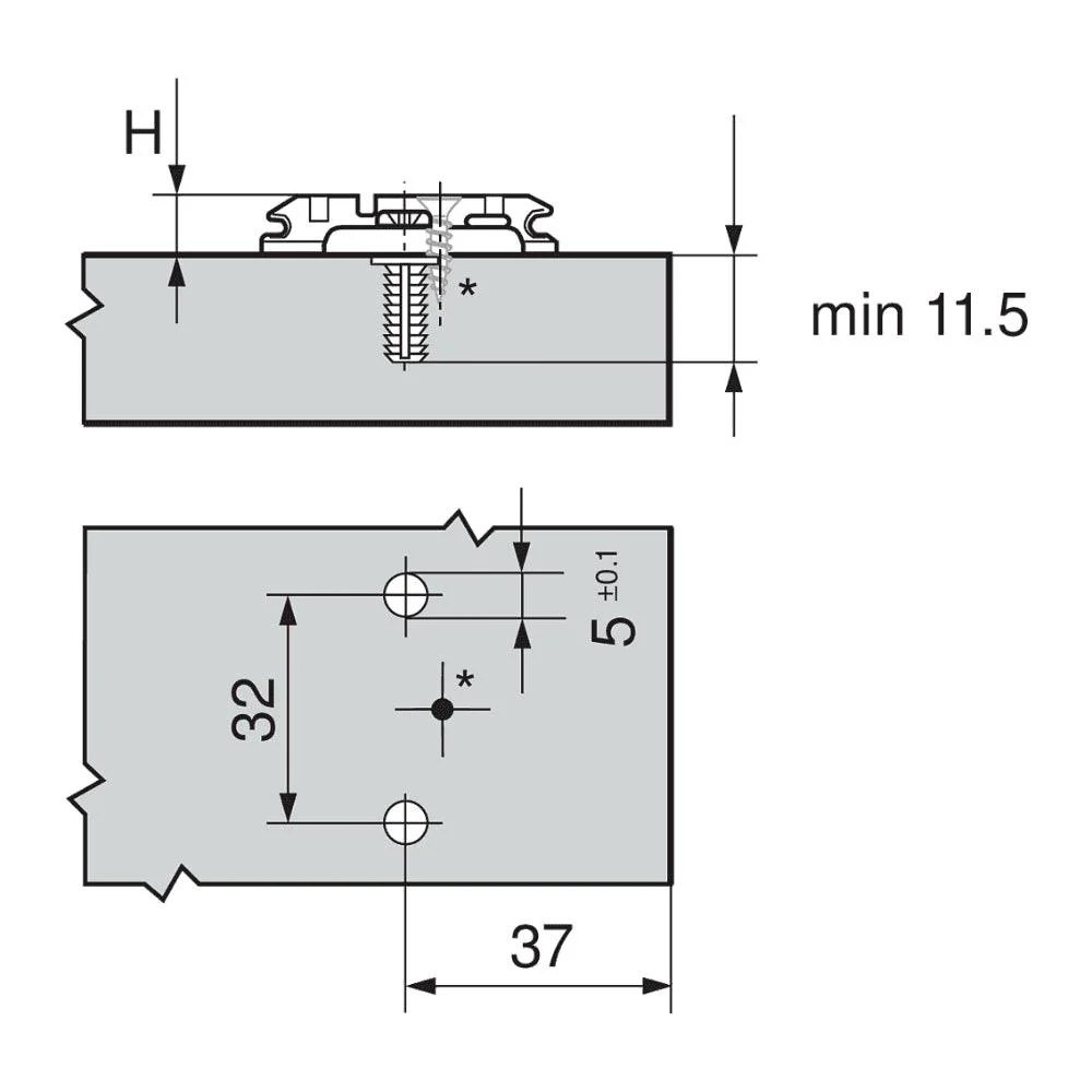 Blum Clip Mounting Plate, Cruciform, Expando, Pre-Mount 0mm Onyx Black 174H7100E - Image 3