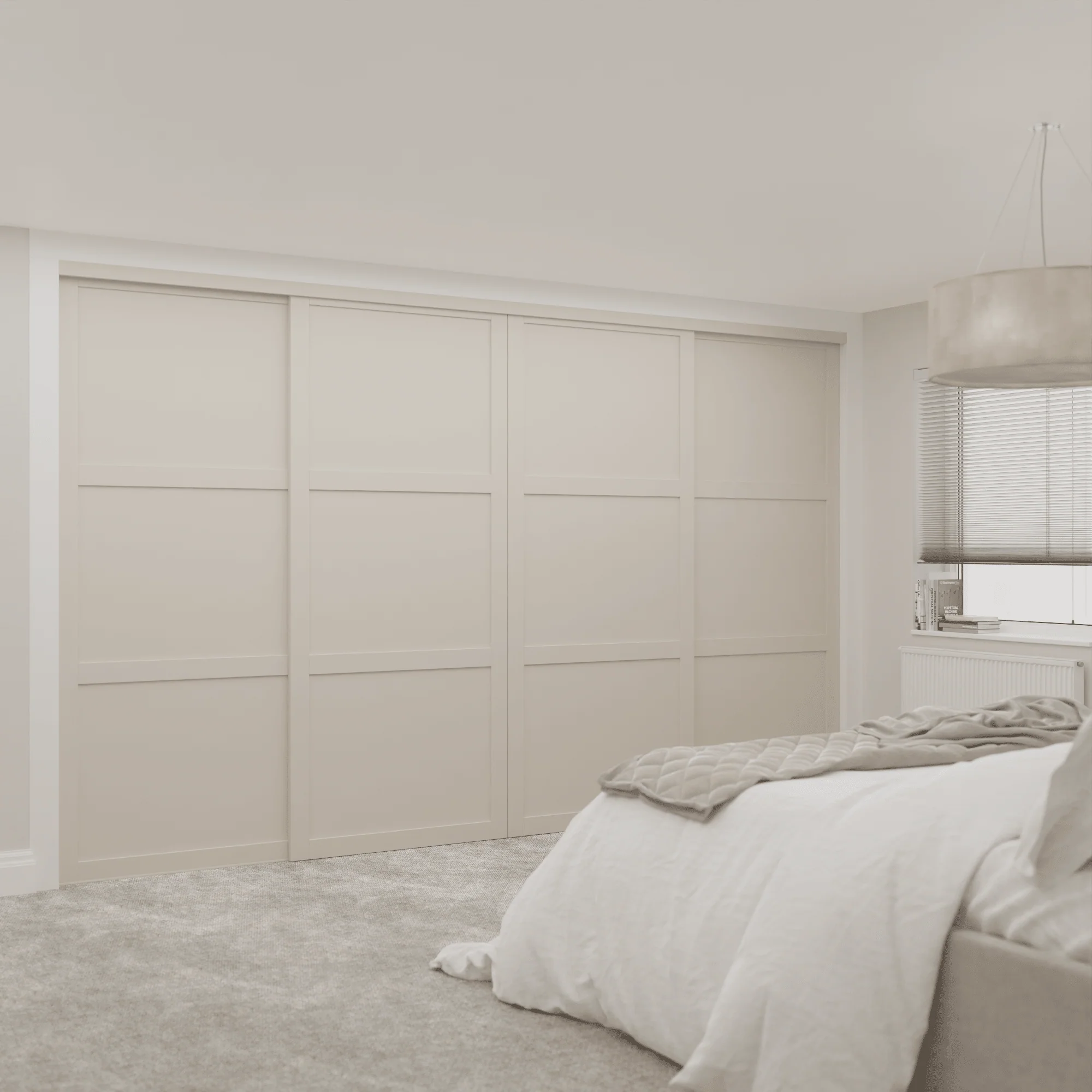 Shaker Cashmere Wood 4 Door Sliding Wardrobe Doors