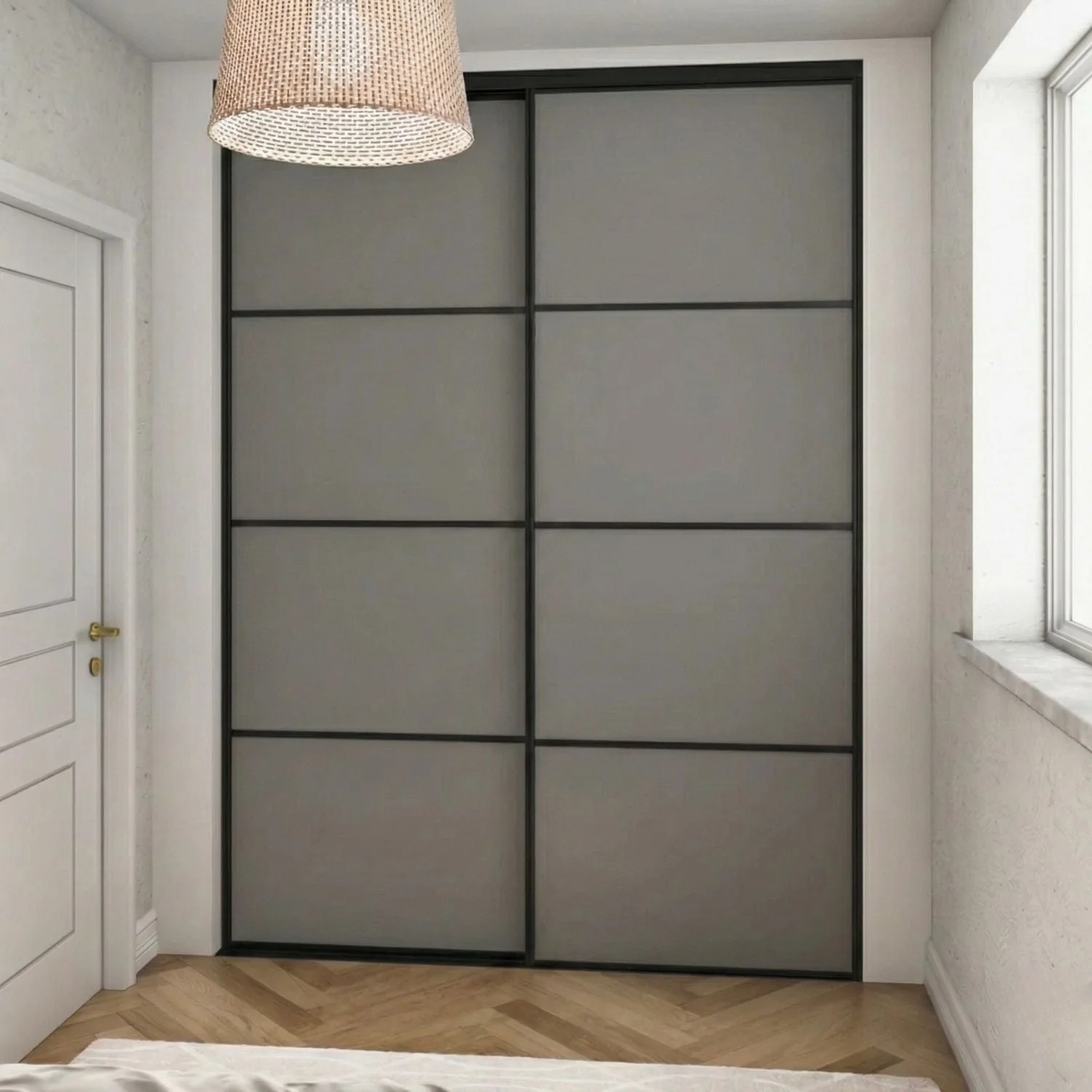 Supreme Matt Black & Dust Grey Wood 2 Door Sliding Wardrobe Doors
