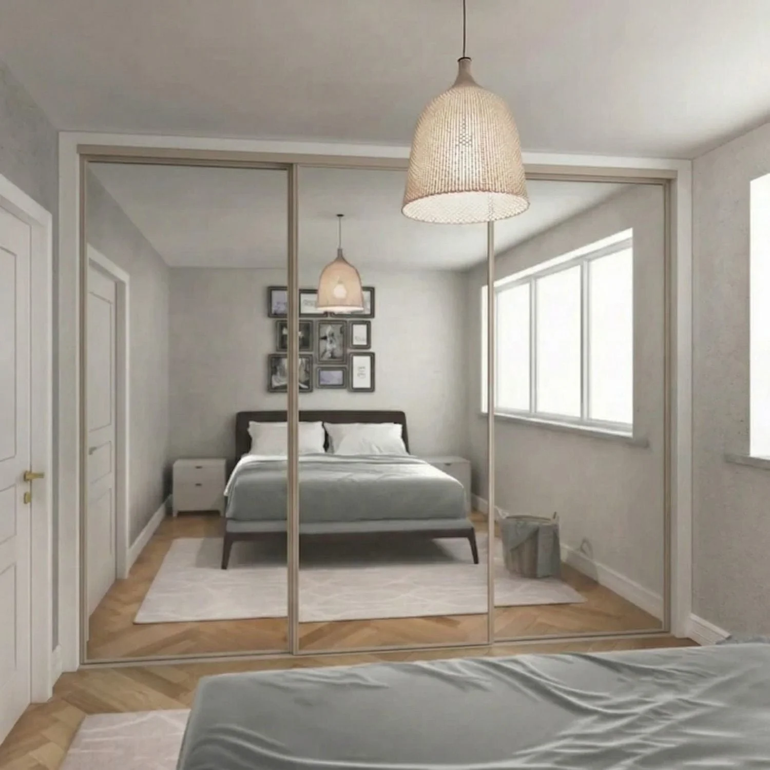 Supreme Cashmere & Mirror 3 Door Sliding Wardrobe Doors