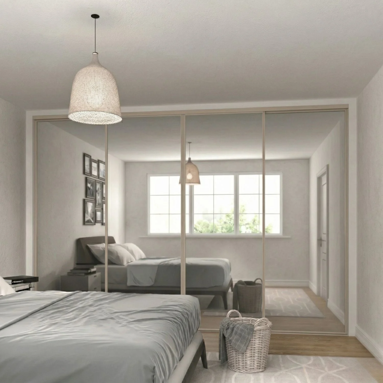 Supreme Cashmere & Mirror 4 Door Sliding Wardrobe Doors