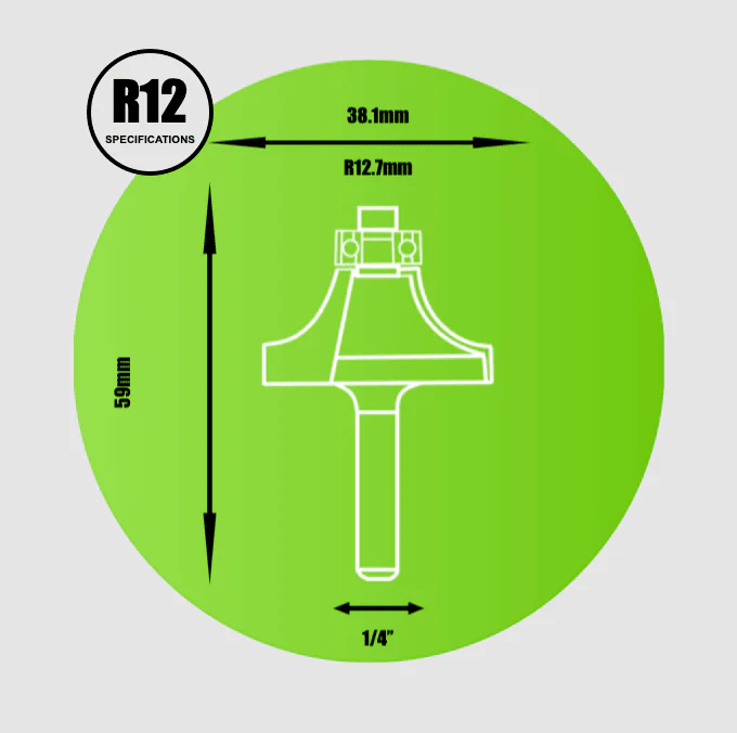 Key Blades 1/4" Rounding Over Router Cutter 12.7mm Radius - R12 - Image 2