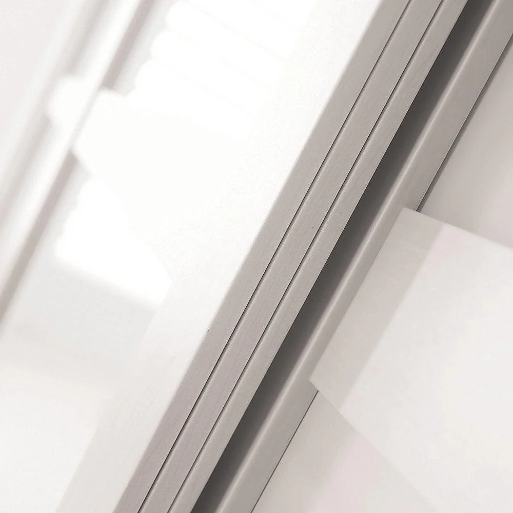 Shaker Mirror Sliding Door Wardrobe Kit with Light Grey Frame 3 Panel - Image 4