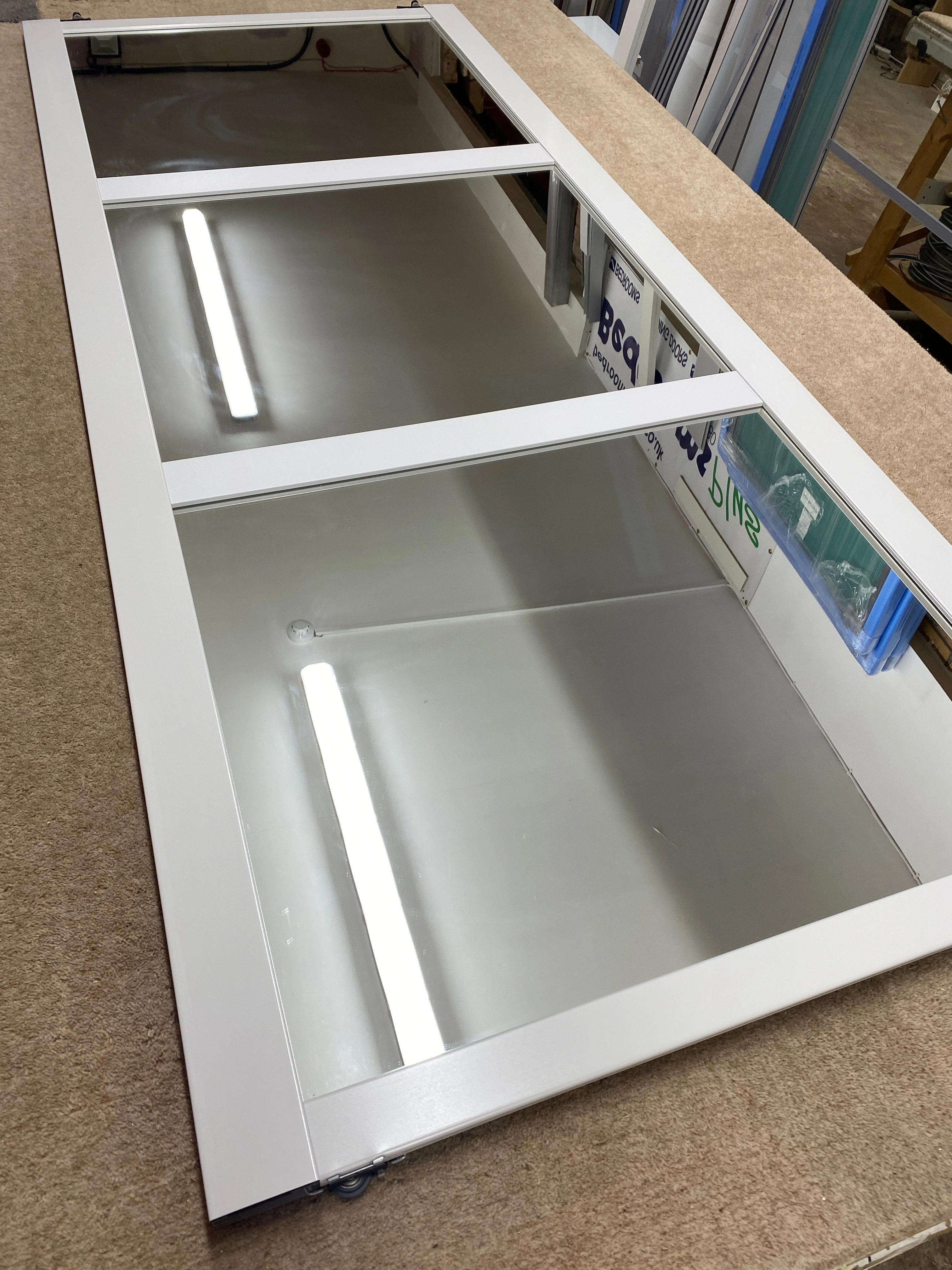Shaker Mirror Sliding Door Wardrobe Kit with Light Grey Frame 3 Panel - Image 6