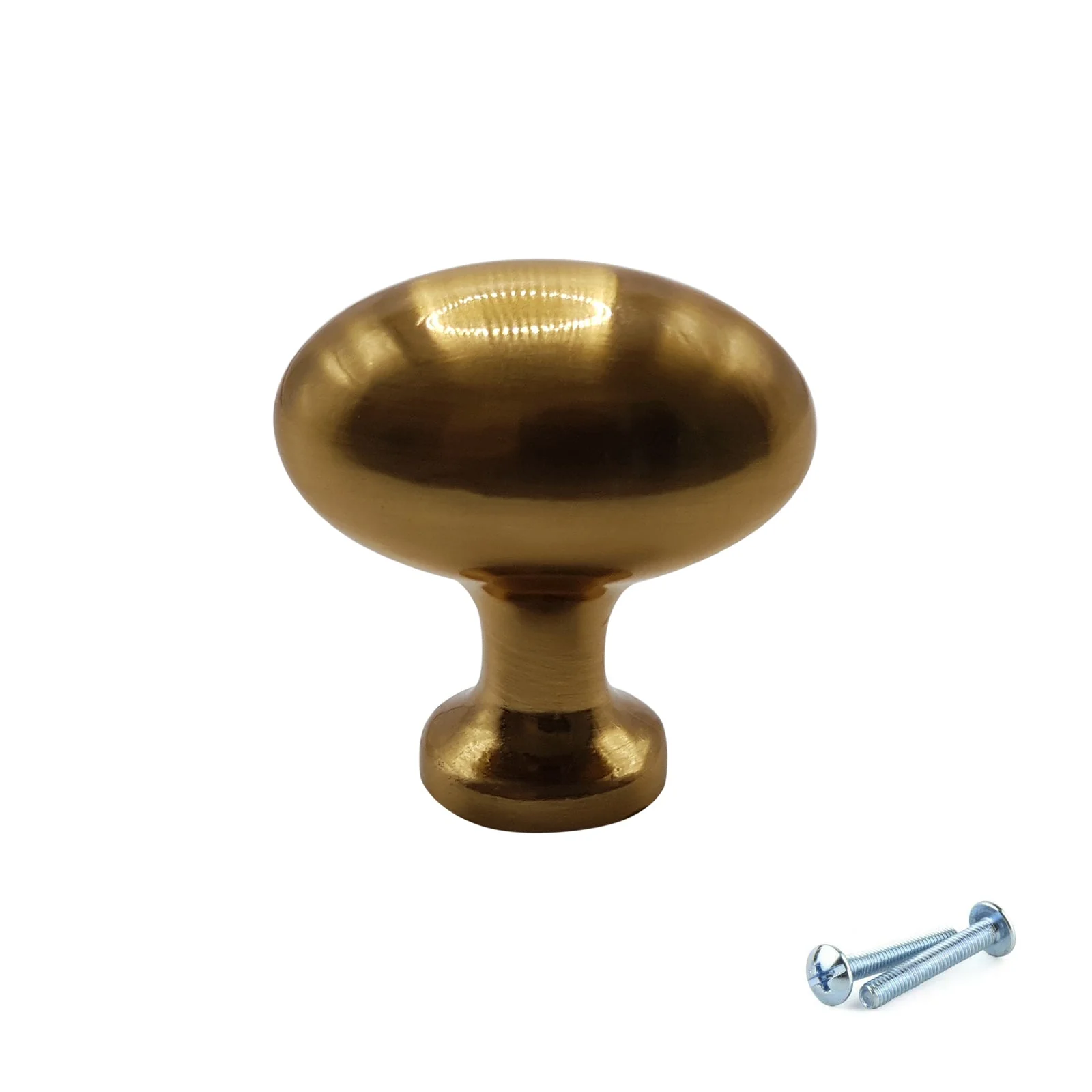 M4TEC Brushed Brass Oval Knob Handle – VG8 Series (36mm Cabinet, Drawer & Cupboard Knob) PACK OF 10 - Image 4