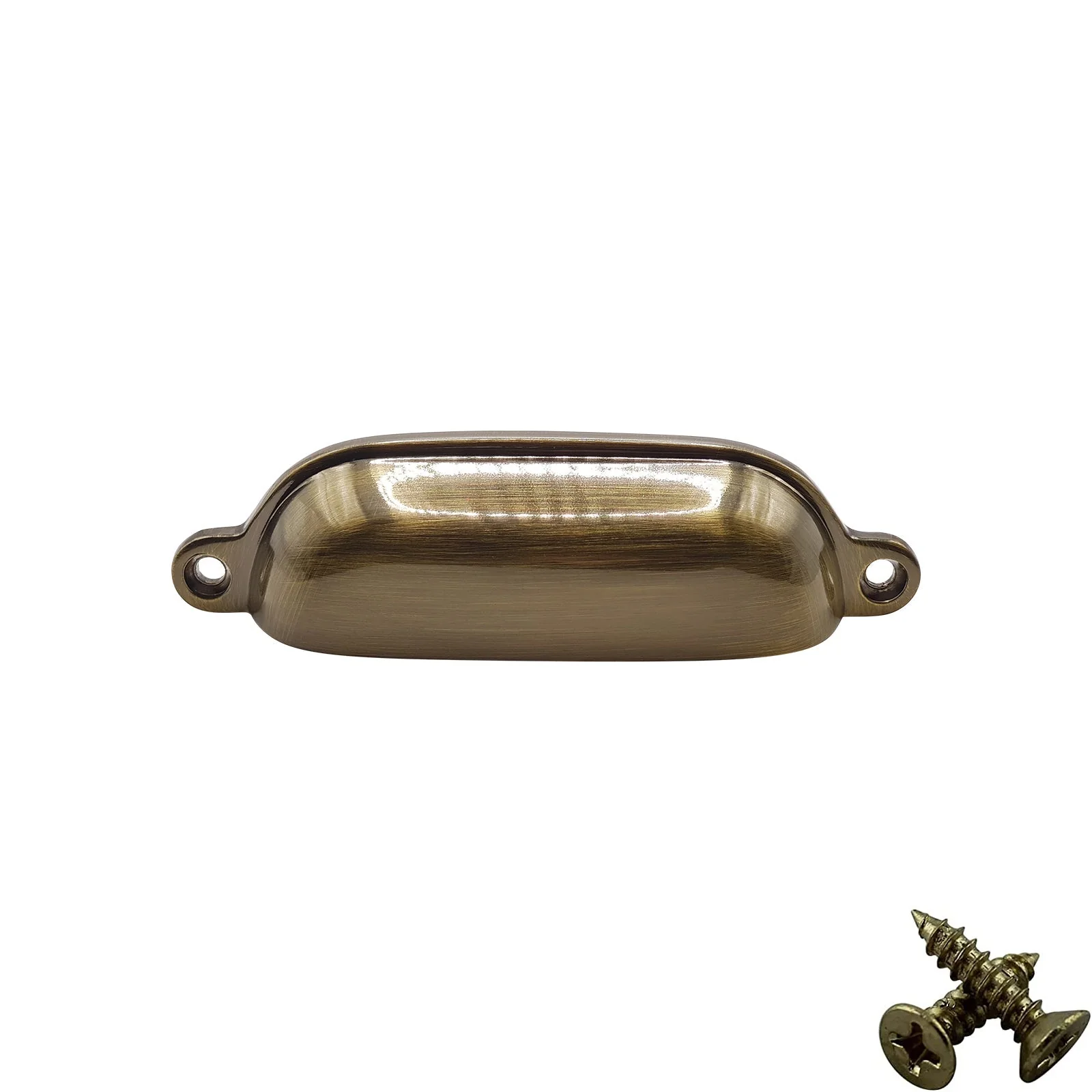 M4TEC 96mm Antique Brass Cup Handle - Kitchen Cabinet & Drawer Pull (VG4 Series) - Image 2