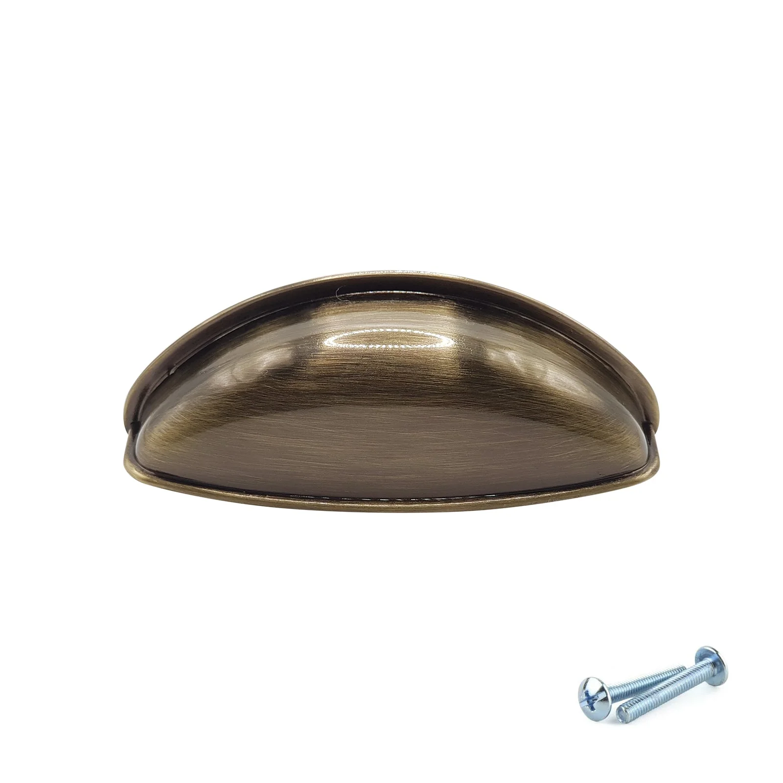 M4TEC Antique Brass Cup Handle – 79mm Brushed Brass Drawer & Cabinet Pull (VG3 Series) - Image 2