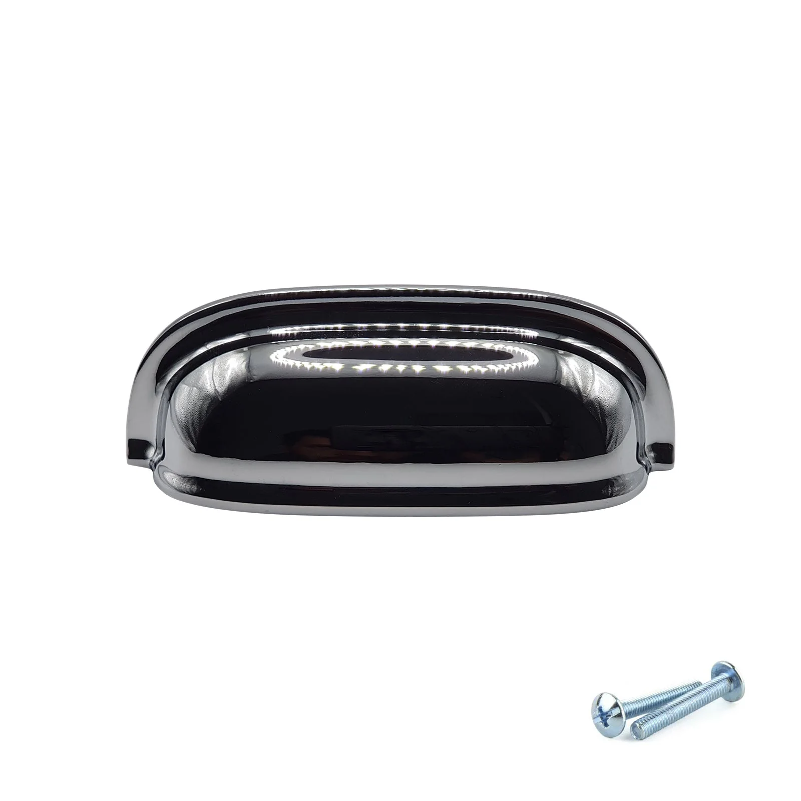 M4TEC 64mm Polished Chrome Cup Handle - High Shine Zinc Kitchen Cabinet & Drawer Pull (VG5 Series) - Image 2