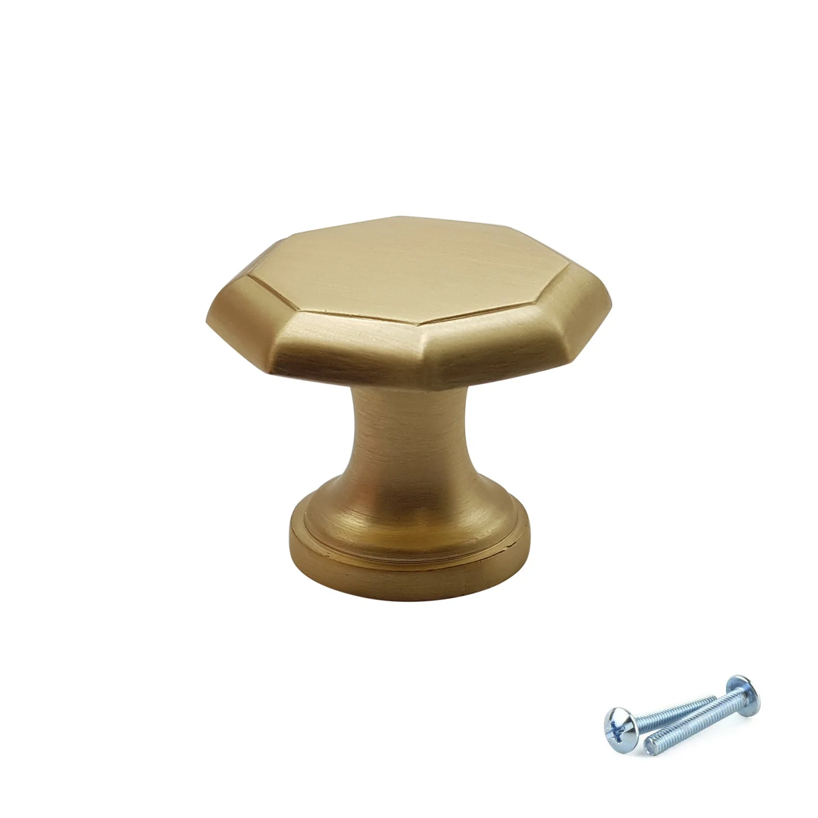 M4TEC Brushed Brass Octagonal Cabinet Knob – 30mm Drawer & Cupboard Door Handle VF7 Series - Image 2