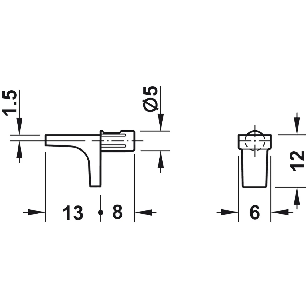 Plug in Shelf Support for Wood or Glass Shelves 5mm - Image 5