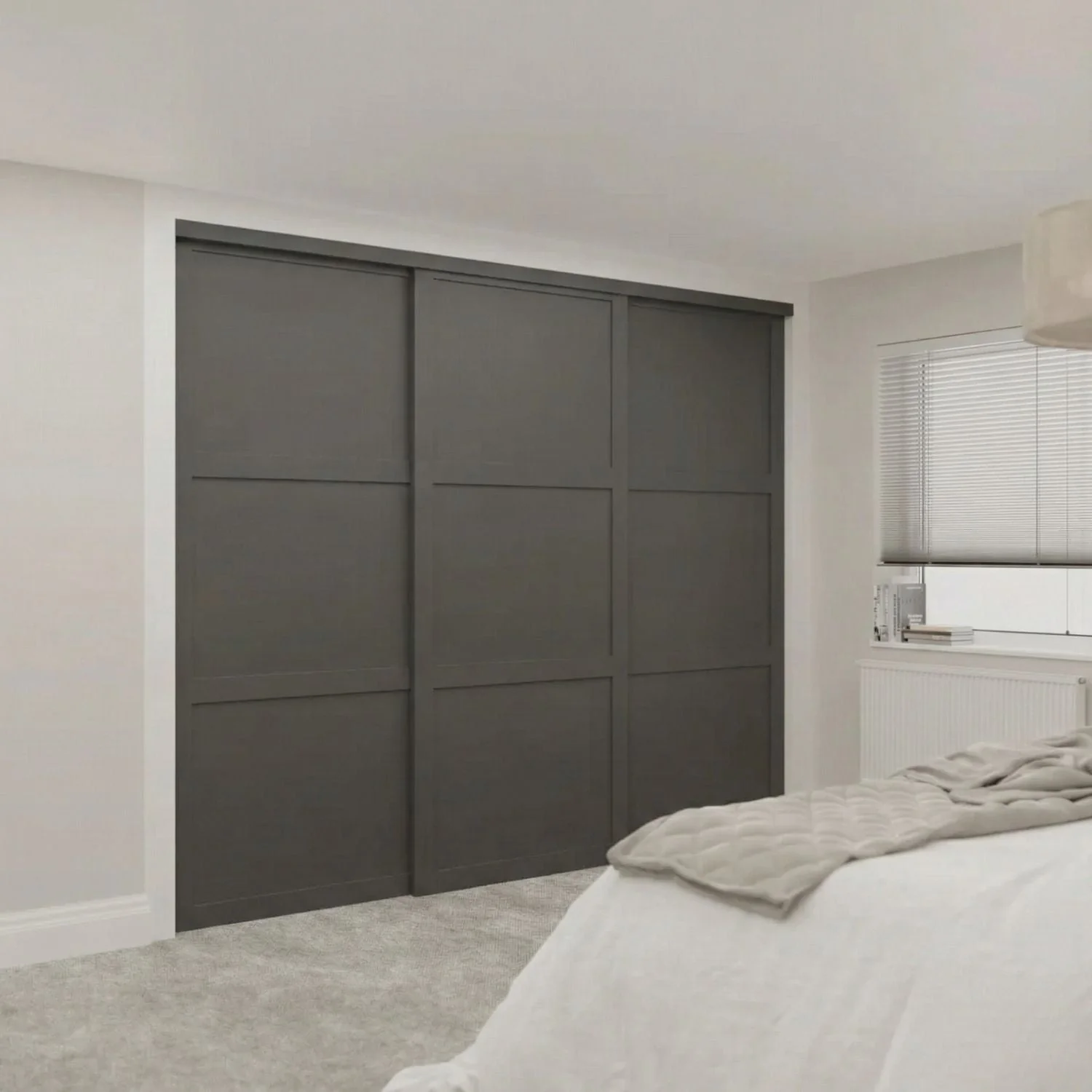 Shaker Graphite Grey Wood 3 Door Sliding Wardrobe Doors