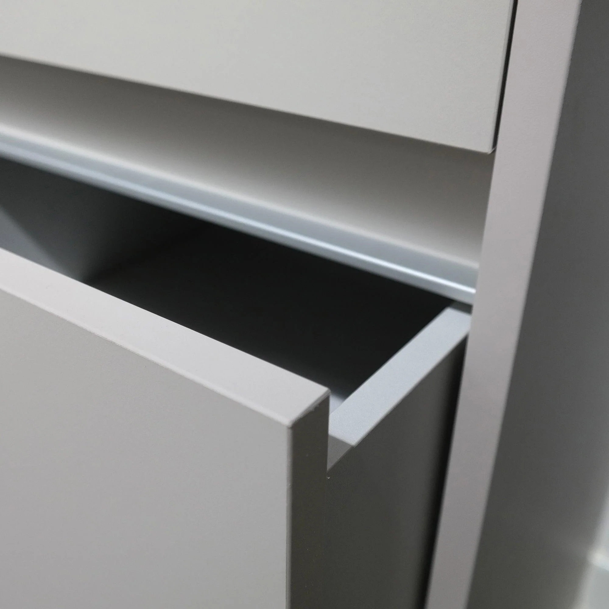 Light Grey 3 Drawer Soft Close Wardrobe Shelving Unit with Hanging Bars - Image 3