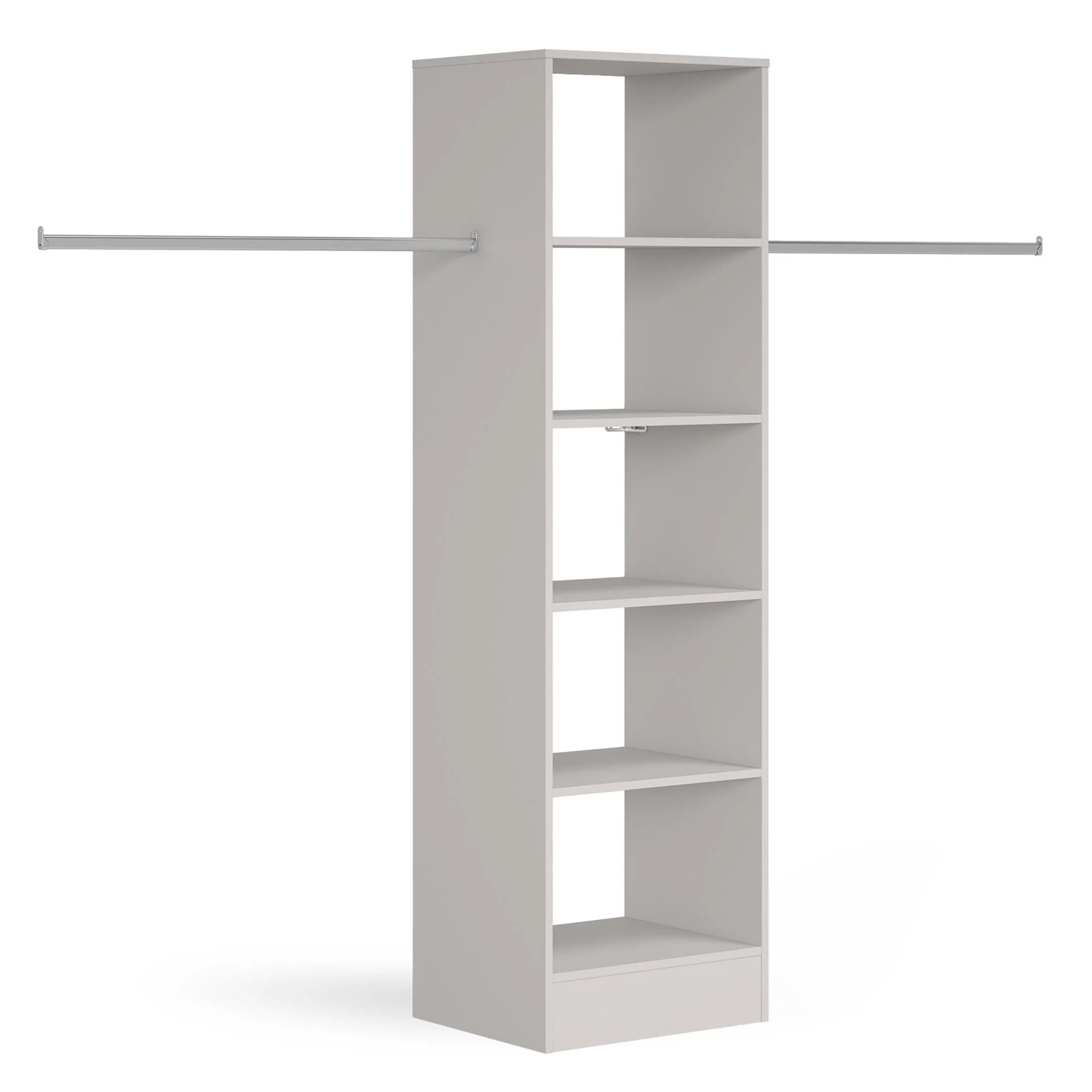 Light Grey Wardrobe Shelving Unit with 5 Shelves and Hanging Bars - Image 2