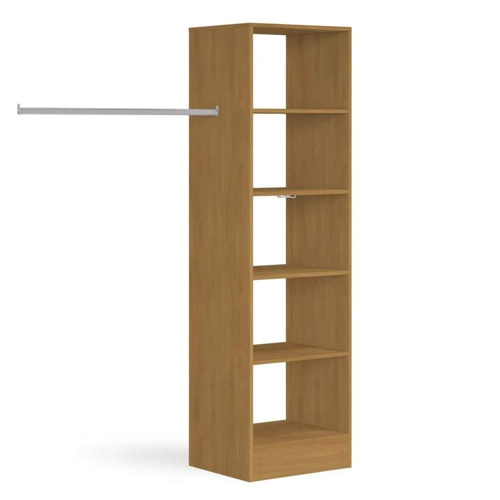 Oak Wardrobe Shelving Unit with 5 Shelves and Hanging Bars - Image 2