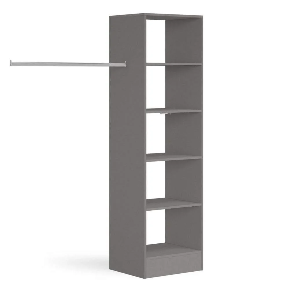 Silver Wardrobe Shelving Unit with 5 Shelves and Hanging Bars - Image 2